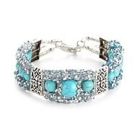 Alloy Turquoise Beaded Wire Loop Crystal Bracelet - Retro, Trendy and Fashionable Women's Jewelry Bracelet