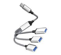 Alloy Type C Hub With 3 USB Ports Braided Cable Type C To 3 USB2.0 OTG Adapter Splitter Cord Data Line