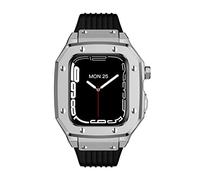 Alloy Watch Case Strap For Series 8 7 6 5 4 SE 45mm 44mm 42mm Luxury Metal Rubber Stainless Steel Watch Modification Mod Kit watch Strap For men (Color : 10mm Gold Clasp, Size : 42