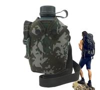 Alloy Water Bottle Army - Outdoor Water Bottle, Mountaineering Aluminum Water Bottle | 1L Sports Outdoor Recreation Accessories Camping Hiking Strap Product