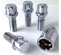 Alloy wheel Locking bolts M14 x 1.5 thread 27mm long, radius seat, 17mm Hex locks compatible for VW Volkswagen