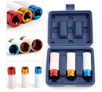 Alloy Wheel Nut Socket Thin Wall Deep Impact Socket Set 1/2"drive 17mm 19mm 21mm