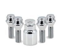 Alloy Wheel Nuts Compatible With MINI 5pcs Bolts Locking Lug Nuts M12 X 1.5 With Locks Key Alloy Wheel Lug Stud Taper Base