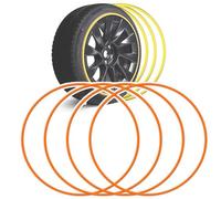 Alloy Wheel Protectors(4pcs), Anti-Collision Protection Ring(15-22inch), Self-Adhesive, Anti-scratch/Friction, No Need Remove The Tyre To Install, One-Piece Moulding,19in,Orange