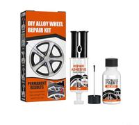 Alloy Wheel Repair Kit with Scratch Removal Glue and Silver Paint 25ml, Includes Sandpaper, Brush, Cleaning Cloth, Gloves, Scraper and Cotton Swabs