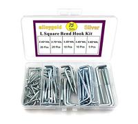 Alloygold 75 Pieces 5 Sizes Spiral in Square Bend Hook kit, Galvanized Square Bend Hook self Tapping Screw Hook for Home/Workplace/Office
