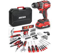 Alloyman - 174pcs Household Tool Kit with 20V MAX Cordless Drill Home Tool Kit for Homeowners and DIY Projects