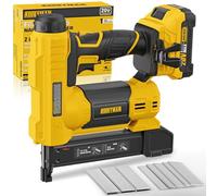 Alloyman 18 Gauge Nail Gun Battery Powered, 2 in 1 Cordless Brad Nailer/Electric Stapler with 2.0Ah Battery and Charger,1000pcs Nails and 500pcs Staples Included for Home Improvement & Woodworking