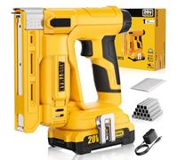 Alloyman 3/8''Crown Stapler, 18 Gauge 2 in 1 Cordless Brad Nailer/Electric Stapler with 2.0AH Battery & Charger, Nail Gun Battery Powered with 2,000PCS Staples and Nails for Upholstery & Family DIY