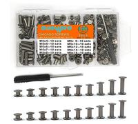 ALLOYPRO 100 Sets Chicago Screws with Screwdriver 3/16" Leather Rivets 10 Sizes Assorted Screw Rivets M5 Binding Screws for Decorate and Repair Leather Craft Belt Bookbinding Bag Shoes Purse Black
