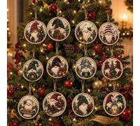 Alloyseed 12pcs Diamond Painting Art Kit DIY Pearl Christmas Ornaments (#B) | Hanging Craft for Christmas Tree Ornament Decor, Rhinestone Art, Hemp Rope Included Pendant Style for Party Home Decor