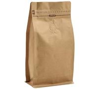 ALLPack Resealable Kraft Paper Coffee Bags with Degassing Valve, Flat Bottom Side Gusset Stand Up Pouches with Zipper Lock (Pack of 50, Size for 16 oz/500 grams Beans or Ground)