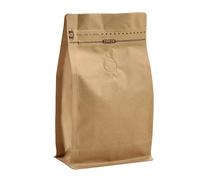 Allpack Reusable Brown Kraft Paper Coffee Bags with Degassing Valve, Flat Bottom Stand Up Pouch with Zipper Lock (Pack of 50, 8oz/250g)