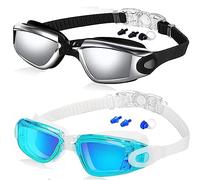 ALLPAIPAI Swim Goggles | Swimming Goggles | Pack of 2 No Leaking Anti Fog UV Protection Triathlon with Nose Clips + Ear Plugs,Swim Goggles for Women Men Adult Youth Kids Child
