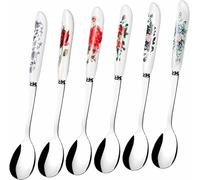 Allpdesky 6Pcs Coffee Spoons for Coffee Bar - Chinese Floral Stainless Steel Spoons Kitchen Set Tea Spoons Silverware Set - Ice Cream Spoon Cake Tableware Set Coffee Stirrers