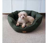 allpetsolutions Alfie Premium Oval Dog Bed - Velvet Reversible Cushion, Non-Slip Base, Machine Washable, Green (Medium)
