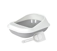 AllPetSolutions Cat Plastic Shell Litter Tray Toilet With Scoop Kitten Easy Cleaning Litter Tray | 53 x 39 x 22cm (Grey)