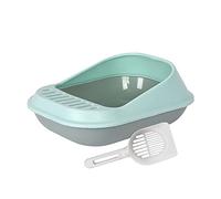 AllPetSolutions Cat Plastic Shell Litter Tray Toilet With Scoop Kitten Easy Cleaning Litter Tray | 53 x 39 x 22cm (Green)