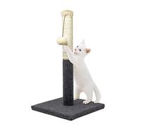 AllPetSolutions Cat Scratching Post - Indoor Cat Scratch Post Tower With Hanging Ball Toy, Carpet Board Base, Natural Sisal Rope - Perfect For Small Homes - Scratching Post, Grey & White 35x35x51cm