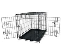 AllPetSolutions Dog Crate Dog Cage Medium Size - 78L x 48W x 54H - Foldable Puppy Dog Crates - 2 Front & Side Gate Doors with Sliding Locks, Removable Tray - Black