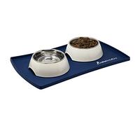 allpetsolutions Dog Puppy Cat Food Bowl Silicone Mat Non Slip Washable Placemat (Small (48 x 30 x 1.5cm), Navy)