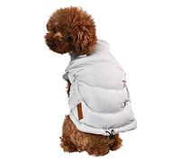 AllPetSolutions Large Dog Padded Jacket Coat in Grey | Dog Puppy Puffer Showerproof Warm Winter Jacket - Windproof, with Fleece Lining and Lead Hole -Large Size - 40cm Collar To Tail Length
