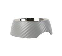 AllPetSolutions Non Slip Dog & Cat Bowl - Non Spill Food & Water Bowl for Pets with Removable Stainless Steel Bowl - Easy to Clean, Dishwasher Safe, Melamine Material with Twill Design - Small, Grey