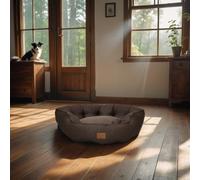 allpetsolutions Premium Luxury Range Dog Bed - Warm, Fleece-Lined Machine Washable Dog Bed with Raised Rim - Extra Soft Reversible, Removable Pillow Cushion - Medium, Brown