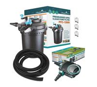 AllPondSolutions Pressurised Koi Fish Pond Filter Complete Kit with Pond Pump and UV Steriliser Light All in one - Ponds Up to 12000 litres - PFC-12000-KIT
