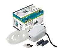 AllPondSolutions Aquarium Air Pump For Fish Tank Coldwater or Tropical up to 180 Litres - 2 Outlets - Ultra Quiet Oxygen Pump - Includes Airline Non-Return Valves and Air Stones - Complete Kit