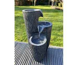 allpondsolutions 3 Tier Vase Bowl Cascading Garden Water Feature with LED Lights - Solar Powered - 26x27x47.5cm