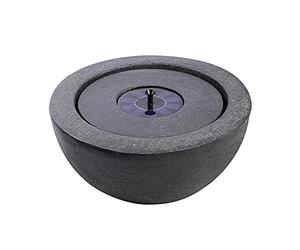 allpondsolutions Bowl Stone Solar Water Feature for the Garden - Dark Grey | Contemporary Modern Outdoor Solar Water Fountain, Self Contained - 50.5 x 50.5 x 24.5cm