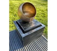 AllPondSolutions Golden Globe Box Light Water Feature with LED Lights - Outdoor Solar Powered Self Contained 29x29x40cm