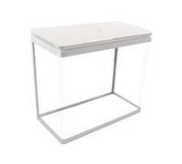 AllPondSolutions Nano Fish Tank with Filter and Light - Rectangular Aquarium Tank with LED Light, Tray Filter System, Curved Glass Front, 90° Tilting Hood - Cold Water Tropical Fish Tank - 72L, White