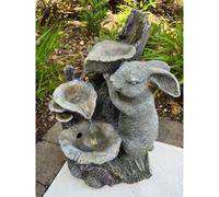 AllPondSolutions Rabbit Waterfall Feature 3 Water Bowls with LED Lights - Solar