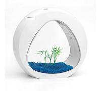 AllPondSolutions Small 13.5L Nano Curve Aquarium White Fish Tank Coldwater Tropical Tank with LED Lighting