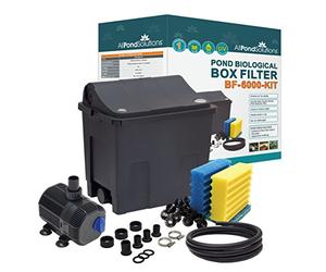 AllPondSolutions Small Fish Pond Filter Box - Koi/Goldfish - Ponds up to 6000L Full Kit - Includes 9w UV 2300L/H Pump hosing and clips
