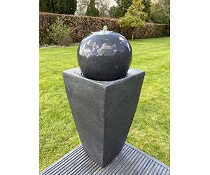 allpondsolutions Vase Globe Garden Water Feature with LED Lights - Solar Powered Panel Dark Grey