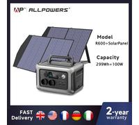ALLPOWERS R600 Powerstation With Solarpanel 100W, LiFePO4 Battery 299Wh Camping Generator 600W Power Supply for Home Backup RV R600-SF100