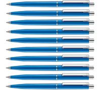 Allpremio® pack of 50 ballpoint pen, blue ink, blue medium line thickness, permanent refillable, in accordance with ISO 12757-2, retractable ballpoint pens with metal clip.
