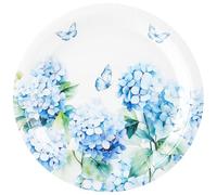 AllReal 24 Pcs Blue Hydrangea Floral Paper Dessert Plates