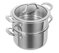 Kuhn Rikon Allround Stainless Steel Stackable 2-Tier 2.3L Casserole Steamer Set. 18cm Food Steamer with Vented Glass Lid. Induction and Oven Safe Cooking. Dishwasher Safe