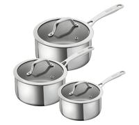 Kuhn Rikon Allround 3 Piece Saucepan Set, 16cm/1.5L, 18cm/2.3L, 20cm/3.1L. Oven Safe Pots and Pans Set. Dishwasher Safe Cooking Pots. Induction Hob Pan Set - Lifetime Kuhn Rikon Cookware Guarantee