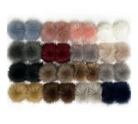 Allruyee 32 Pieces Pom Pom Faux Fur Pom Pom for Hats, Keychains, Scarves, Gloves & Bags Accessories with Elastic Loop, 16 Colours