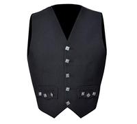 Allsafe Traders Scottish Black Argyle 5 Buttons Kilt Waistcoat/Vest, Black, 44