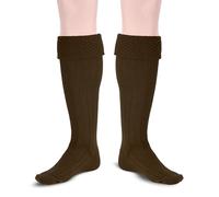 Allsafe Traders Scottish Bubbles Kilt Hose for Men, Ribbed Socks for USA Shoe Sizes, Brown, Medium