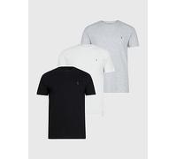 Allsaints Mens Optic/black/gr 3 Pack Cotton-jersey T-shirts Xs