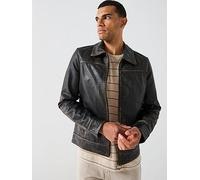 AllSaints Alkan Distressed Leather Jacket, Black, Size L, Men Black