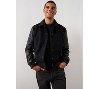 AllSaints All Saints Endleton Mixed Media Bomber Jacket, Black, Size M, Men Black