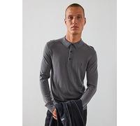 AllSaints All Saints Mode Merino Long Sleeve Crew Neck Knitted Polo Jumper - Grey, Grey, Size Xl, Men Grey